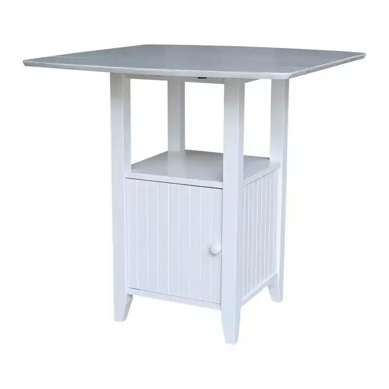 Ensemble de salle à manger avec table de bistrot à double abattant et 2 tabourets de bar à hauteur de comptoir à dossier croisé double Blanc/Chalk Antiqued - International Concepts : 3 pièces