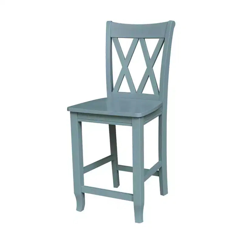 Ensemble de salle à manger avec table de bistrot à double abattant et 2 tabourets de bar à hauteur de comptoir à dossier croisé double Blanc/Chalk Antiqued - International Concepts : 3 pièces