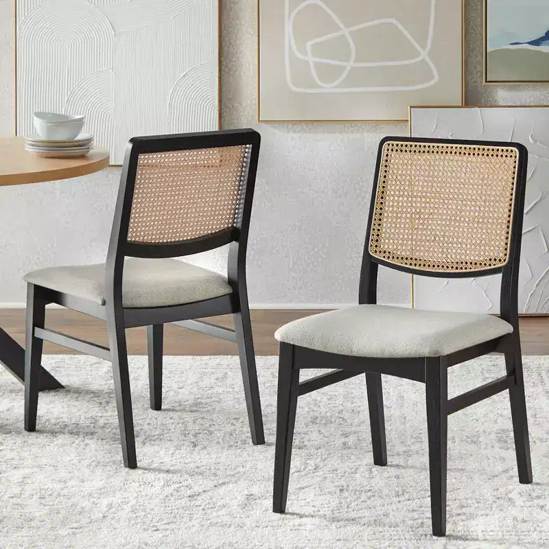 Lifestorey Ensemble de salle à manger 5 pièces Gilcrest Mid-Century Moderne 45,25" rond Noir/Naturel