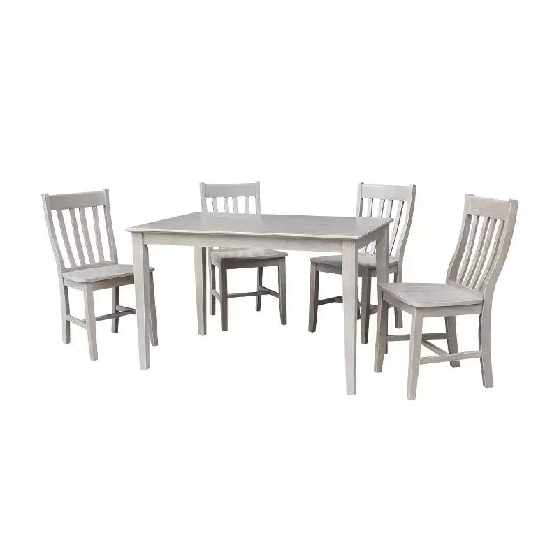 5pc Solid Wood Dining Set with 4 Chairs, Rectangle Table - International Concepts