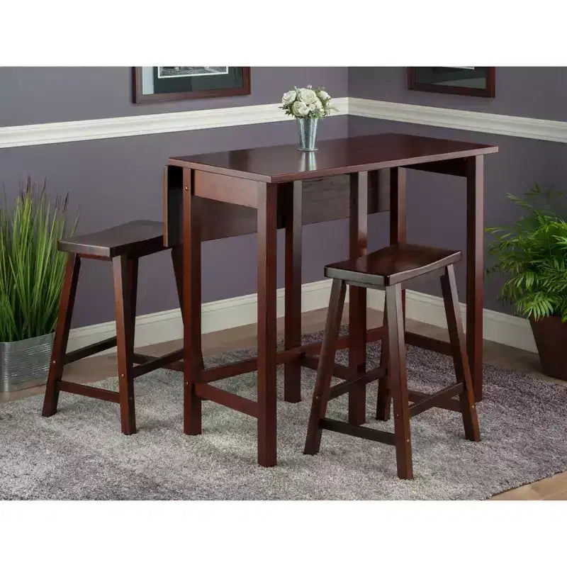 Ensemble de salle à manger 3 pièces Lynnwood 24" avec plateau rabattable et tabourets de comptoir, selle - Winsome : gain de place, 4 places