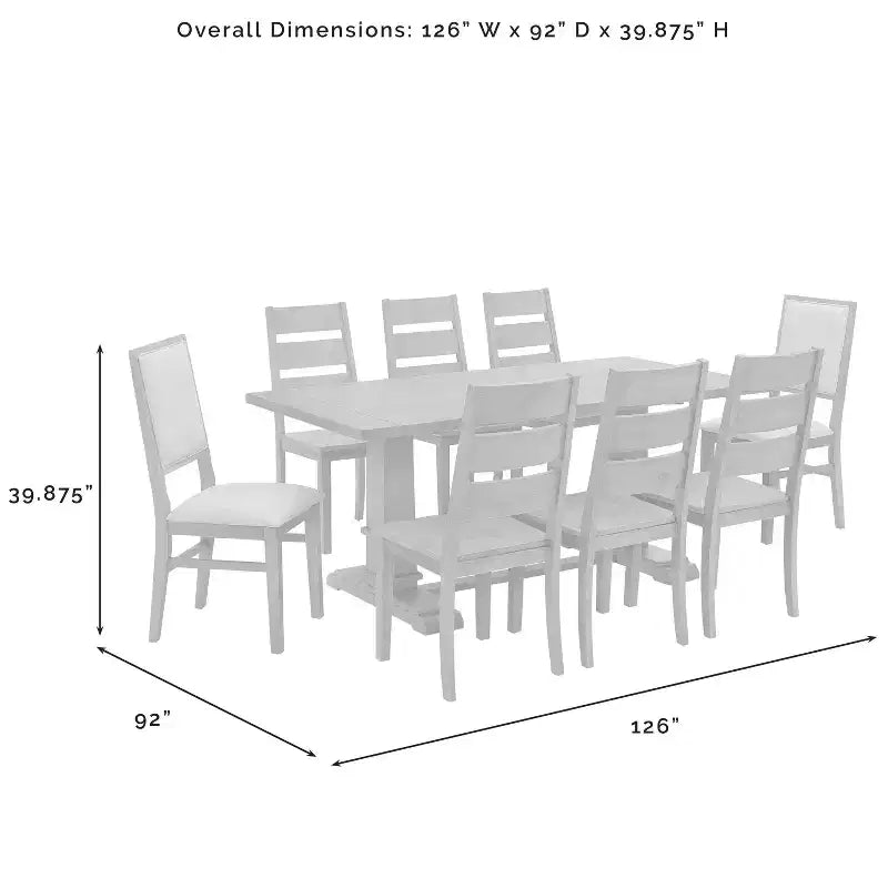Ensemble de salle à manger 9 pièces Joanna avec 6 chaises à dossier échelle et 2 chaises à dossier rembourré Marron rustique - Crosley