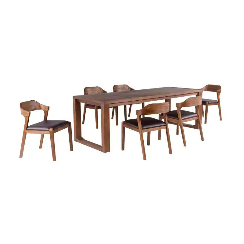 7pc Rasmus Extendable Dining Table Set with Side Chairs Chestnut - Boraam