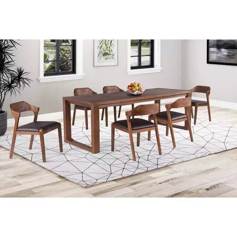 Ensemble table de salle à manger extensible 7 pièces Rasmus avec chaises d'appoint Châtaigne - Boraam