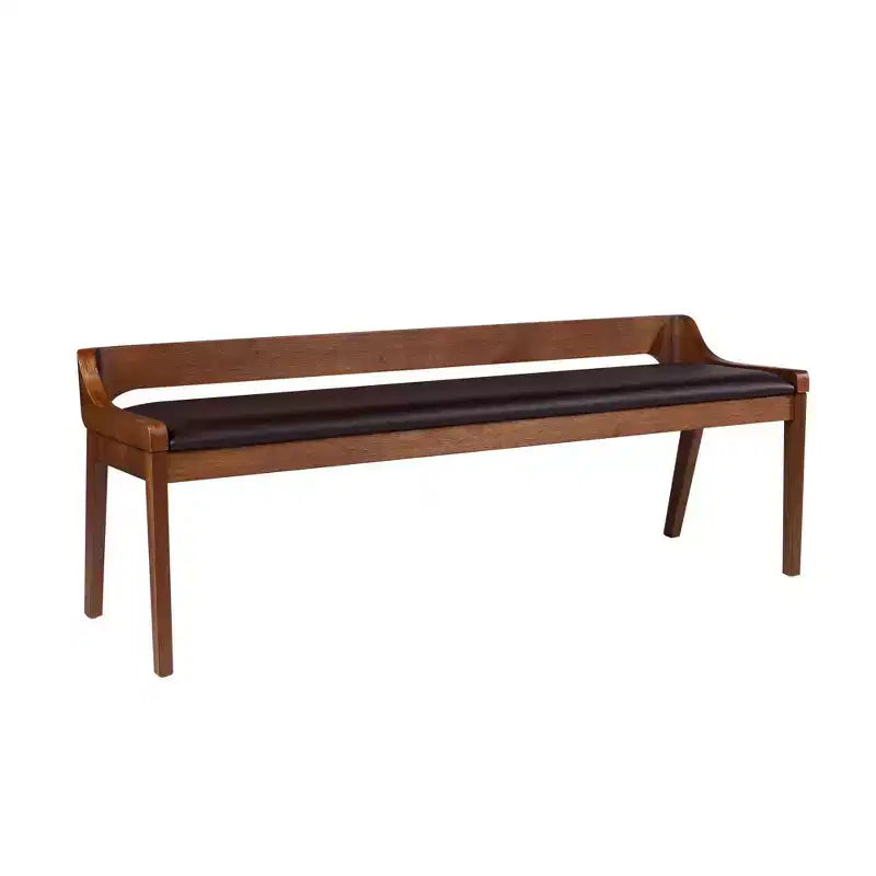 Ensemble de salle à manger extensible 6 pièces Rasmus de Boraam, finition brossée couleur Châtaigne : Style moderne, banc et chaises en similicuir