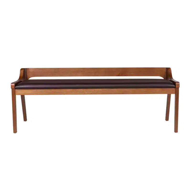 Ensemble de salle à manger extensible 6 pièces Rasmus de Boraam, finition brossée couleur Châtaigne : Style moderne, banc et chaises en similicuir