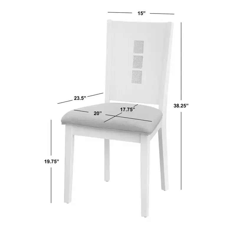 Ensemble de salle à manger rectangulaire 7 pièces Diamond Lifestorey blanc : verre texturé moderne, pieds en bois d'hévéa, chaises en lin gris