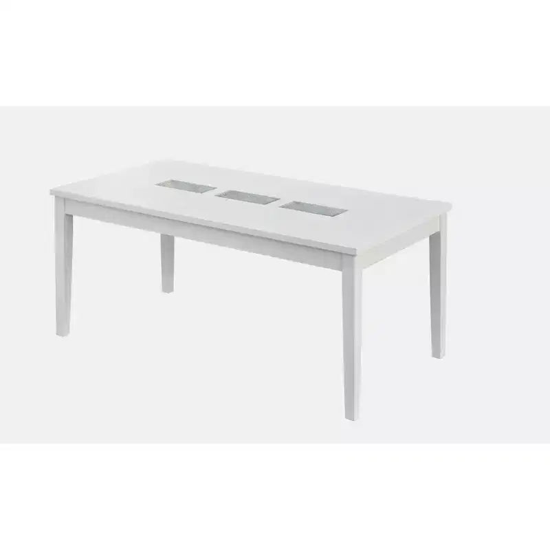 Ensemble de salle à manger rectangulaire 7 pièces Diamond Lifestorey blanc : verre texturé moderne, pieds en bois d'hévéa, chaises en lin gris