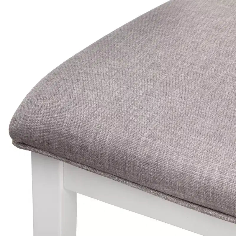 Ensemble de salle à manger rectangulaire 7 pièces Diamond Lifestorey blanc : verre texturé moderne, pieds en bois d'hévéa, chaises en lin gris