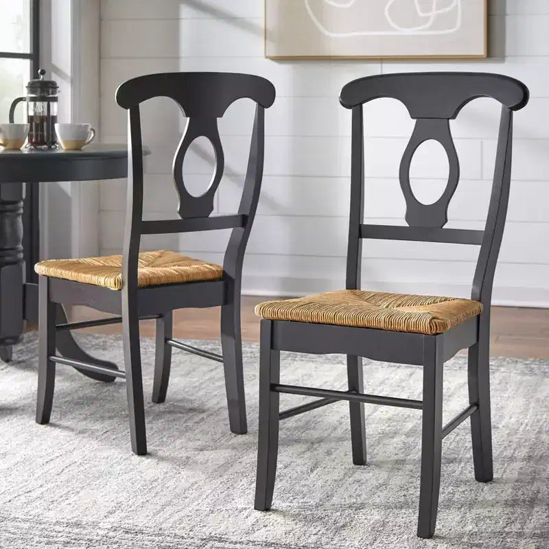 Buylateral Ensemble de salle à manger rond 3 pièces Thorton Farmhouse 101 cm noir