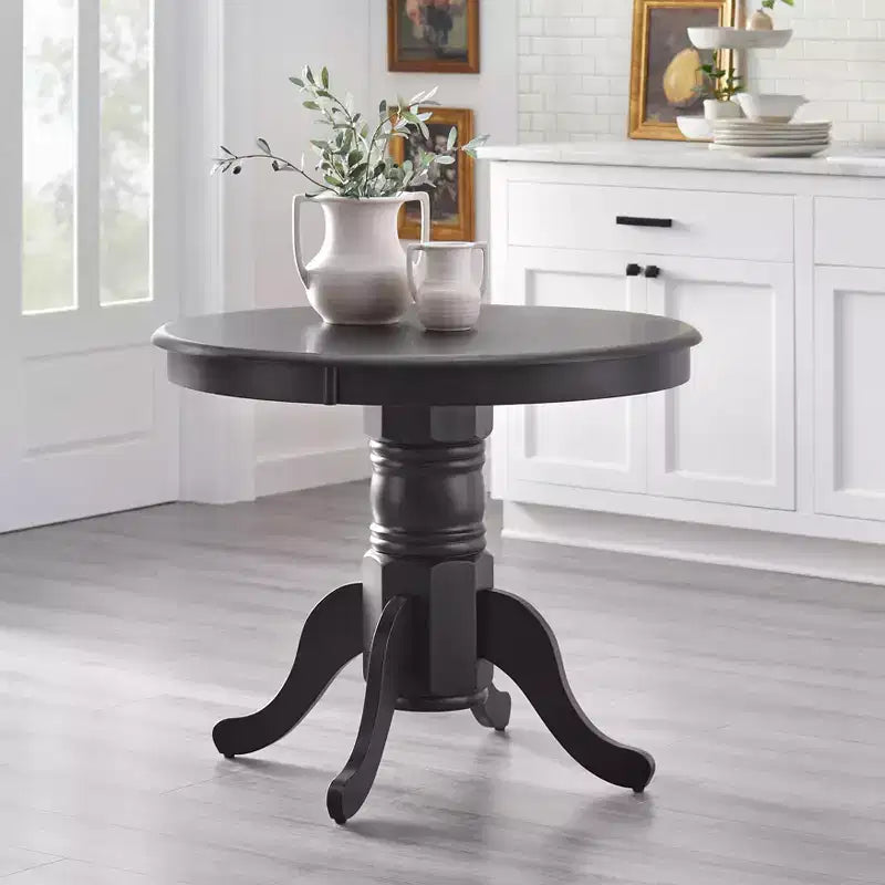 Buylateral Ensemble de salle à manger rond 3 pièces Thorton Farmhouse 101 cm noir