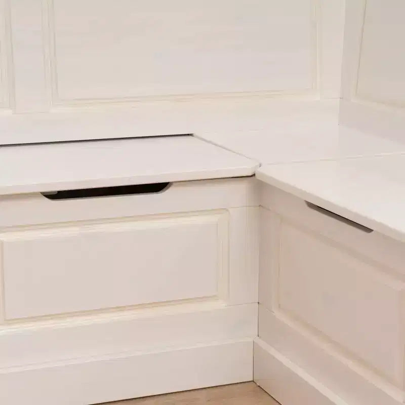Ensemble de salle à manger avec coin de rangement d'angle et table piédestal Tobin Blanc/Naturel - Linon