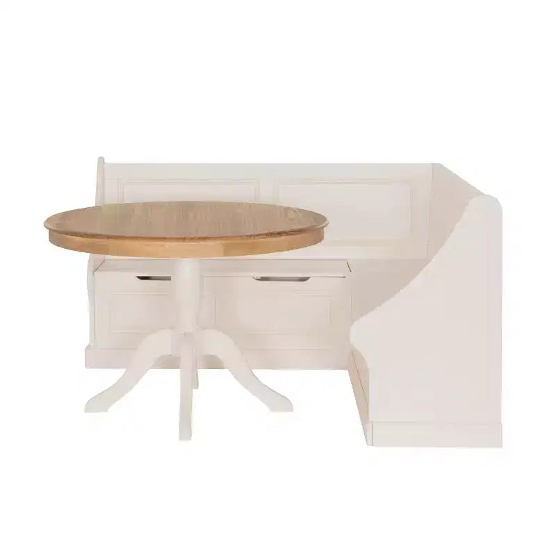 Ensemble de salle à manger avec coin de rangement d'angle et table piédestal Tobin Blanc/Naturel - Linon
