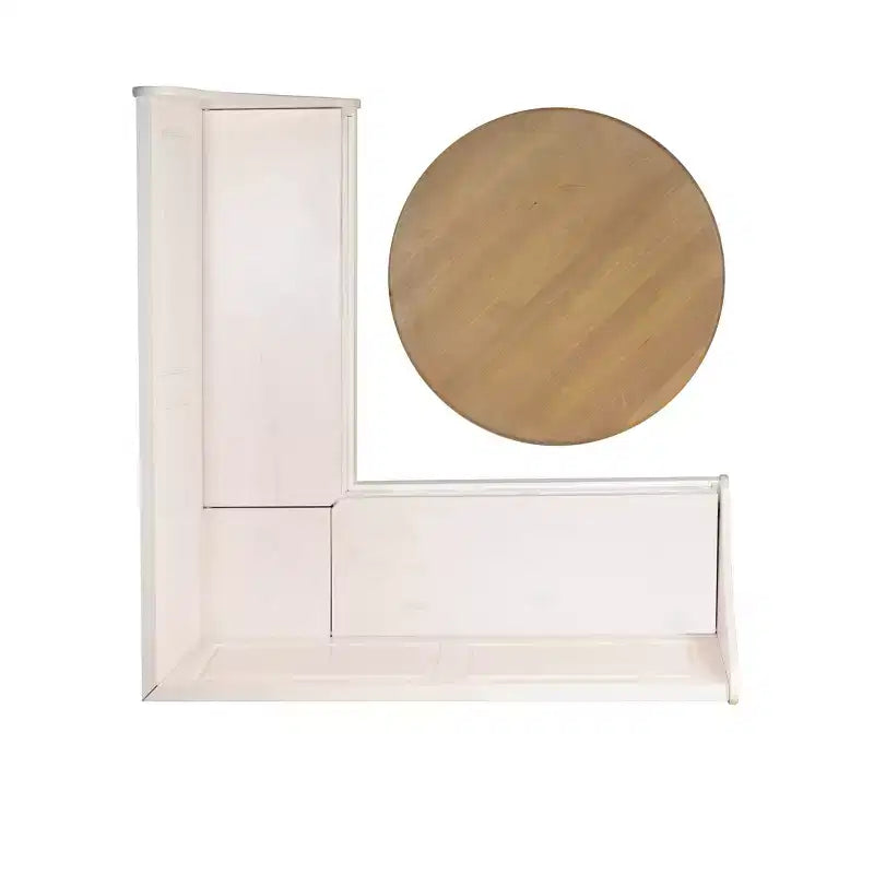 Ensemble de salle à manger avec coin de rangement d'angle et table piédestal Tobin Blanc/Naturel - Linon