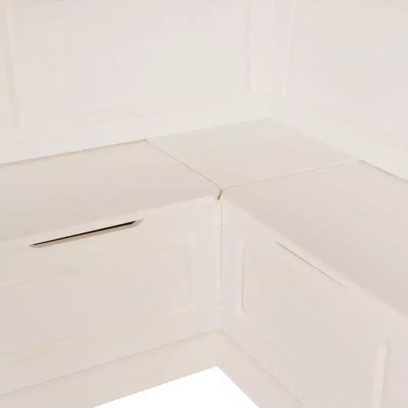 Ensemble de salle à manger avec coin de rangement d'angle et table piédestal Tobin Blanc/Naturel - Linon