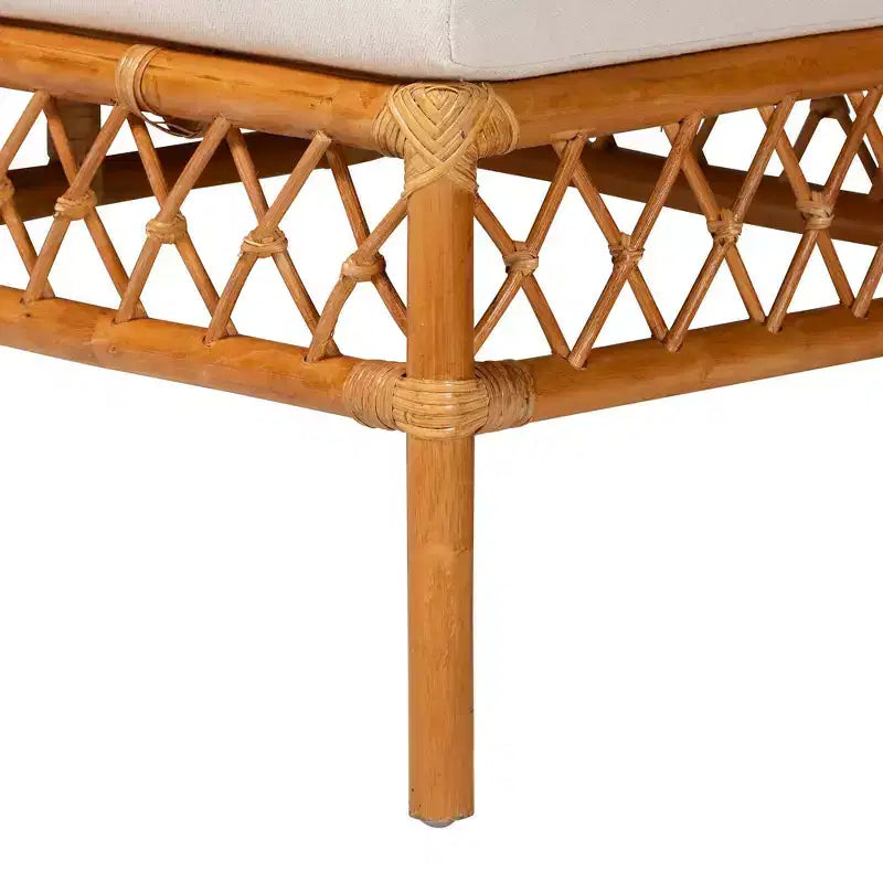 Ensemble de coin-repas 4 pièces Adora en rotin Bali & Pari : style bohème, sièges rembourrés, table en bois d'hévéa