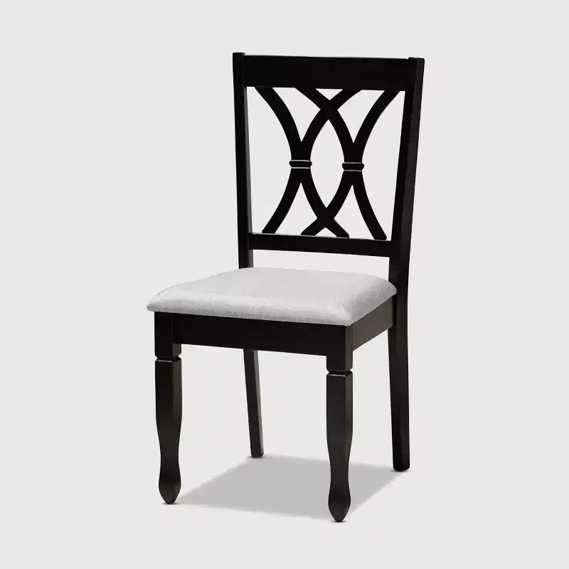 Ensemble de salle à manger 7 pièces Reneau en bois rembourré, gris sable/expresso - Baxton Studio : bois d'hévéa massif, chaises rembourrées en mousse
