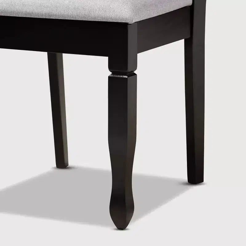 Ensemble de salle à manger 7 pièces Reneau en bois rembourré, gris sable/expresso - Baxton Studio : bois d'hévéa massif, chaises rembourrées en mousse