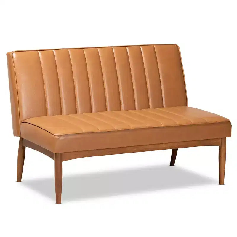 Ensemble banquette de coin repas 2 places Daymond en bois beige/noyer – Baxton Studio