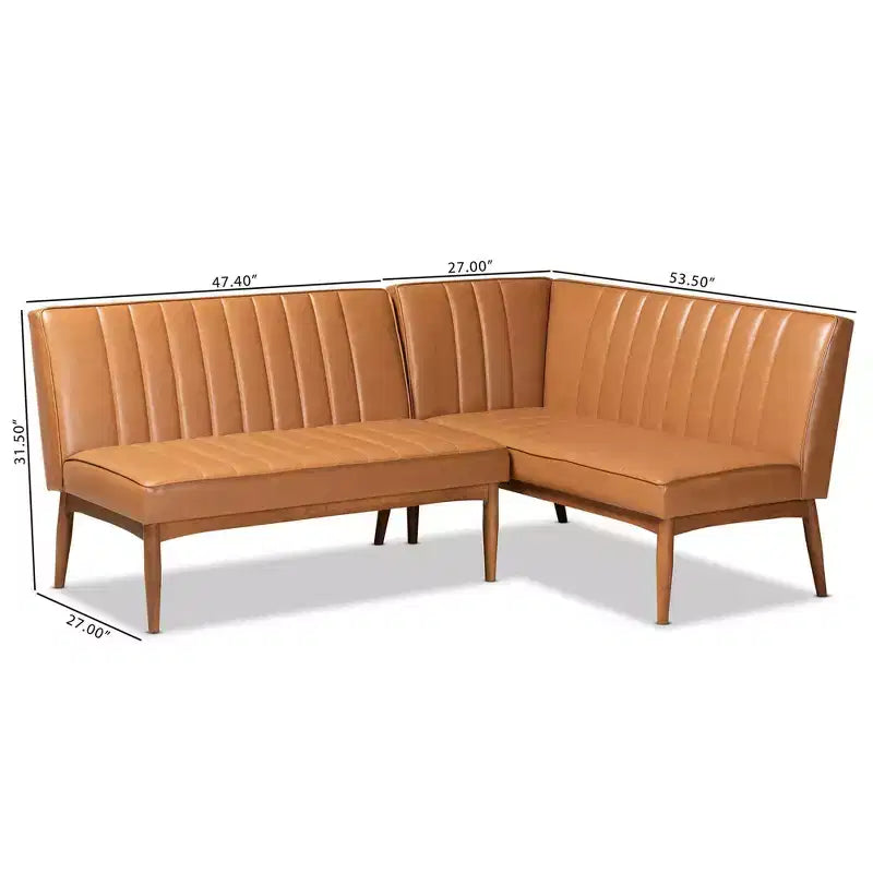 Ensemble banquette de coin repas 2 places Daymond en bois beige/noyer – Baxton Studio