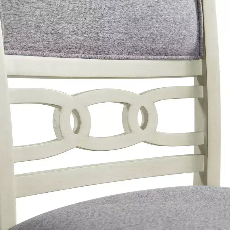 Ensemble de salle à manger 5 pièces Taylor hauteur comptoir beige - Picket House Furnishings : table ronde de style transitionnel, chaises sans accoudoirs rembourrées