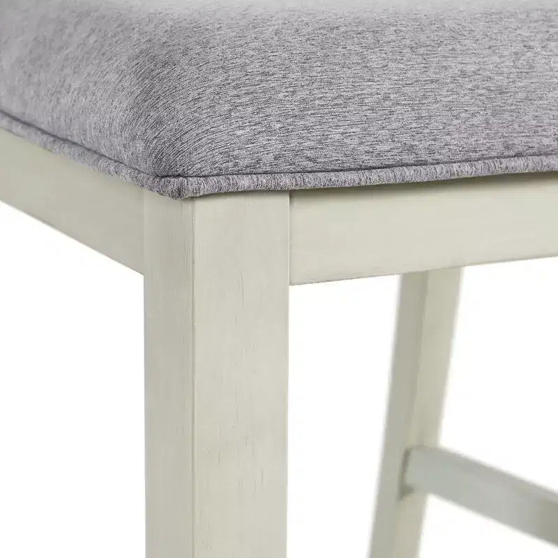 Ensemble de salle à manger 5 pièces Taylor hauteur comptoir beige - Picket House Furnishings : table ronde de style transitionnel, chaises sans accoudoirs rembourrées