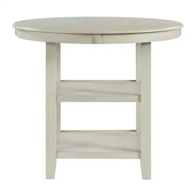 Ensemble de salle à manger 5 pièces Taylor hauteur comptoir beige - Picket House Furnishings : table ronde de style transitionnel, chaises sans accoudoirs rembourrées