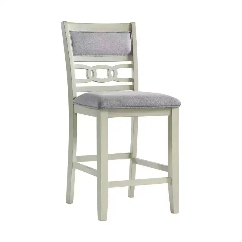 Ensemble de salle à manger 5 pièces Taylor hauteur comptoir beige - Picket House Furnishings : table ronde de style transitionnel, chaises sans accoudoirs rembourrées