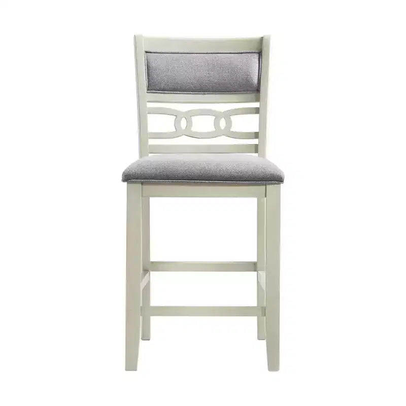 Ensemble de salle à manger 5 pièces Taylor hauteur comptoir beige - Picket House Furnishings : table ronde de style transitionnel, chaises sans accoudoirs rembourrées