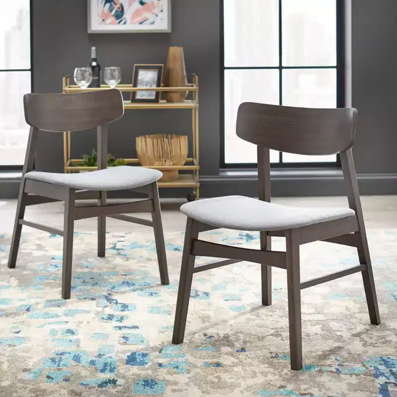 Ensemble de salle à manger rectangulaire moderne Gogi 5 pièces Buylateral gris : finition rustique, placage en bois de frêne, 4 chaises rembourrées