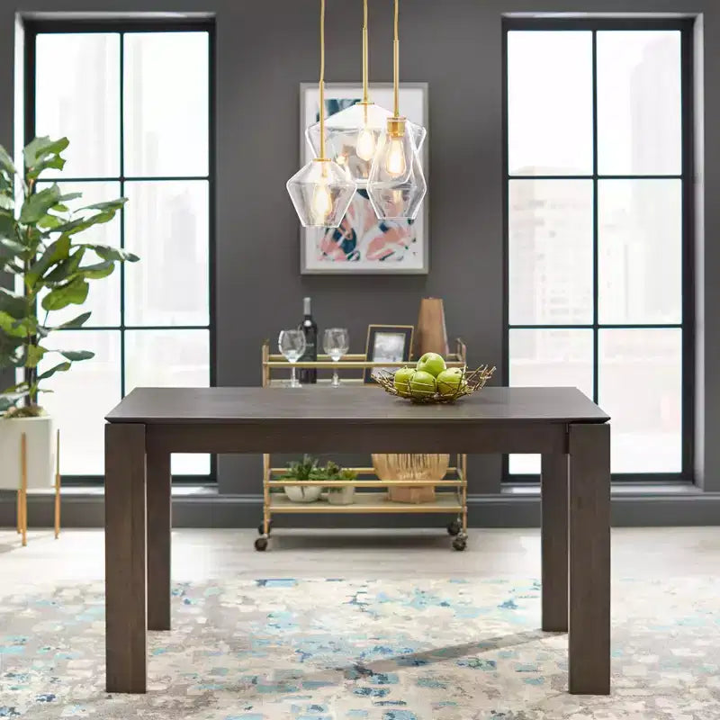 Ensemble de salle à manger rectangulaire moderne Gogi 5 pièces Buylateral gris : finition rustique, placage en bois de frêne, 4 chaises rembourrées