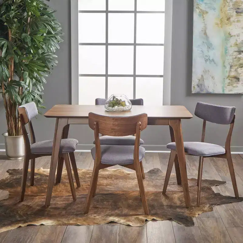 Ensemble de salle à manger 5 pièces en bois Megann style milieu du siècle - Christopher Knight Home