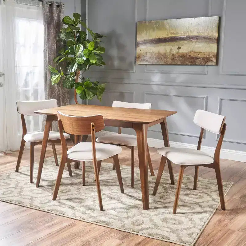 Ensemble de salle à manger 5 pièces en bois Megann style milieu du siècle - Christopher Knight Home