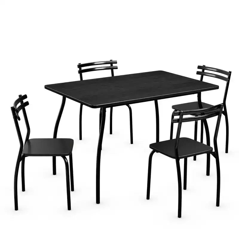 Costway Ensemble de salle à manger 5 pièces Table de 76,2 cm et 4 chaises Meubles de cuisine à domicile pour petit déjeuner Noir