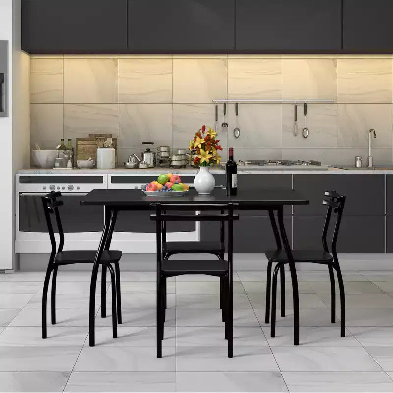 Costway Ensemble de salle à manger 5 pièces Table de 76,2 cm et 4 chaises Meubles de cuisine à domicile pour petit déjeuner Noir