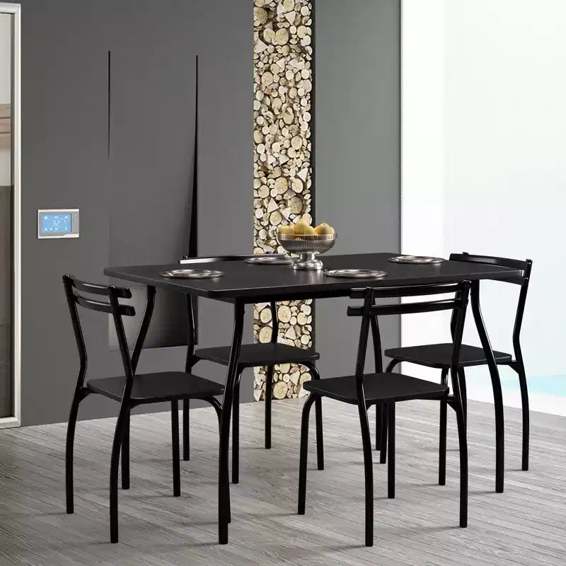 Costway Ensemble de salle à manger 5 pièces Table de 76,2 cm et 4 chaises Meubles de cuisine à domicile pour petit déjeuner Noir