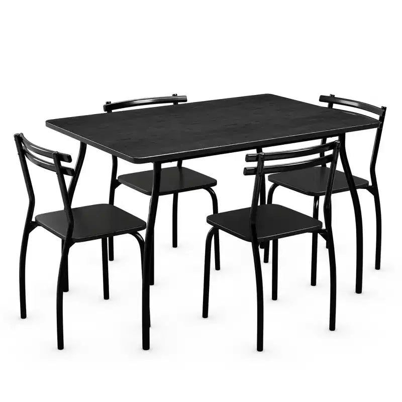 Costway 5 Pcs Dining Set Table 30'' And 4 Chairs Home Kitchen Room Breakfast Furniture Black