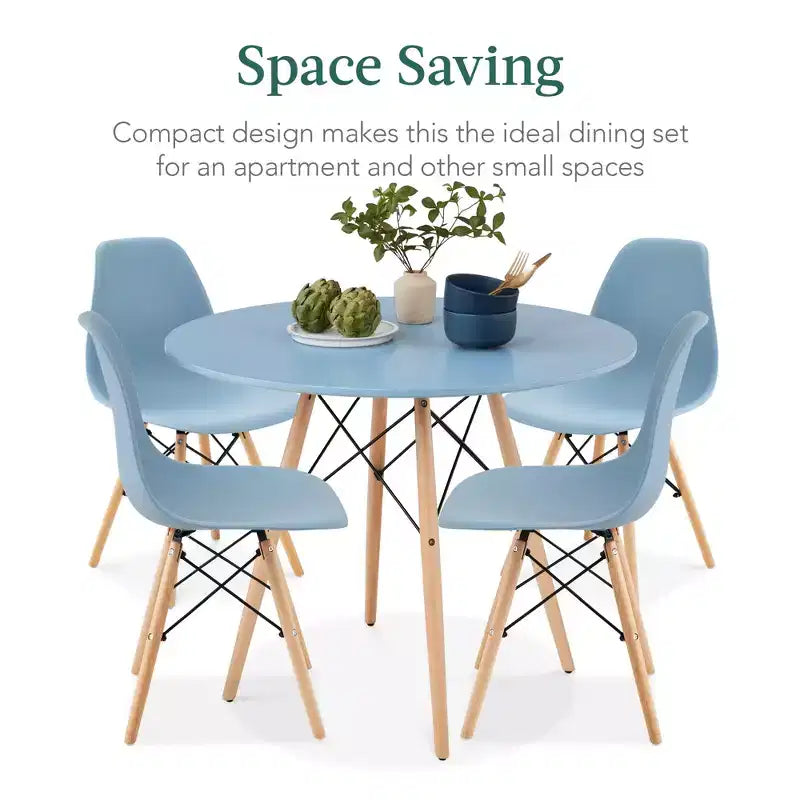 Ensemble de salle à manger compact 5 pièces style moderne du milieu du siècle Best Choice Products avec 4 chaises, pieds en bois