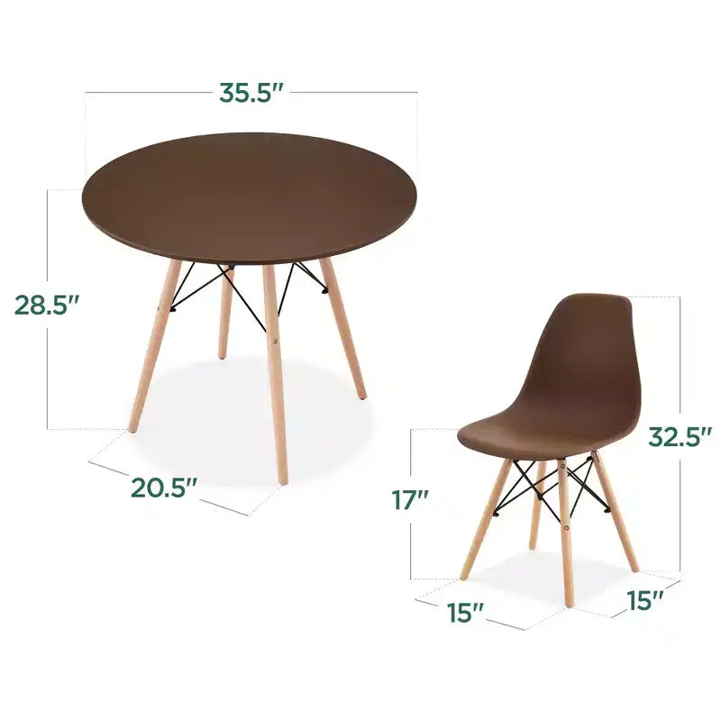 Ensemble de salle à manger compact 5 pièces style moderne du milieu du siècle Best Choice Products avec 4 chaises, pieds en bois