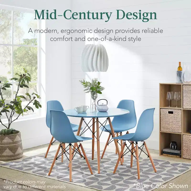 Ensemble de salle à manger compact 5 pièces style moderne du milieu du siècle Best Choice Products avec 4 chaises, pieds en bois