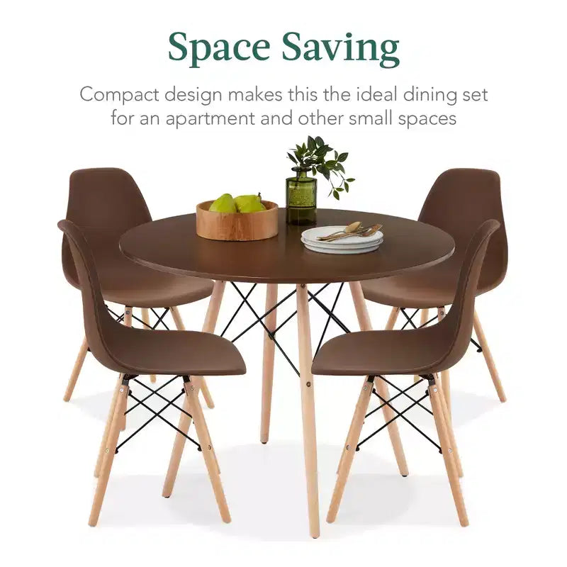 Ensemble de salle à manger compact 5 pièces style moderne du milieu du siècle Best Choice Products avec 4 chaises, pieds en bois