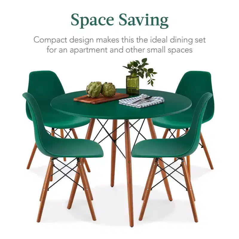 Ensemble de salle à manger compact 5 pièces style moderne du milieu du siècle Best Choice Products avec 4 chaises, pieds en bois