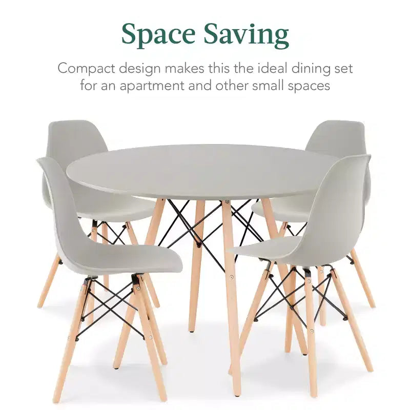 Ensemble de salle à manger compact 5 pièces style moderne du milieu du siècle Best Choice Products avec 4 chaises, pieds en bois