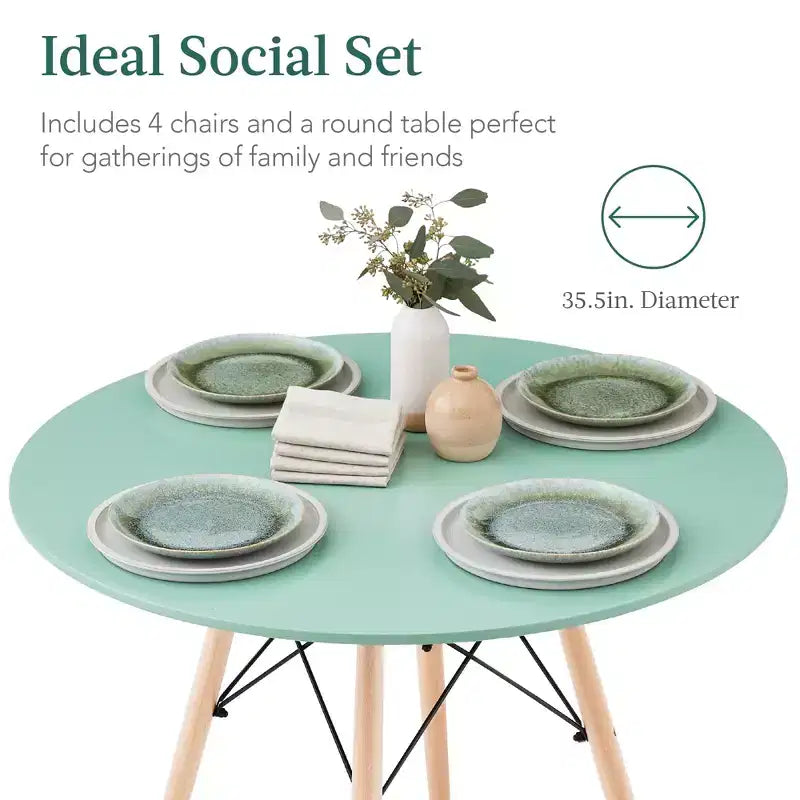 Ensemble de salle à manger compact 5 pièces style moderne du milieu du siècle Best Choice Products avec 4 chaises, pieds en bois
