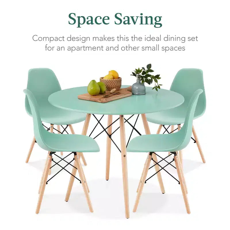 Ensemble de salle à manger compact 5 pièces style moderne du milieu du siècle Best Choice Products avec 4 chaises, pieds en bois