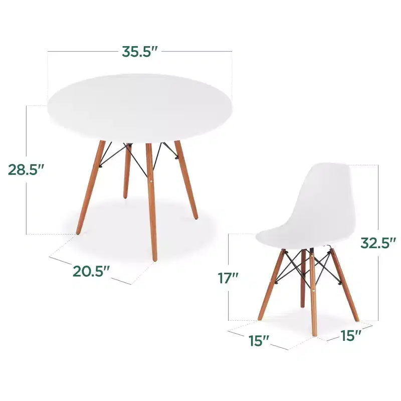 Ensemble de salle à manger compact 5 pièces style moderne du milieu du siècle Best Choice Products avec 4 chaises, pieds en bois