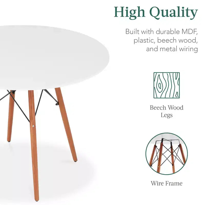 Ensemble de salle à manger compact 5 pièces style moderne du milieu du siècle Best Choice Products avec 4 chaises, pieds en bois