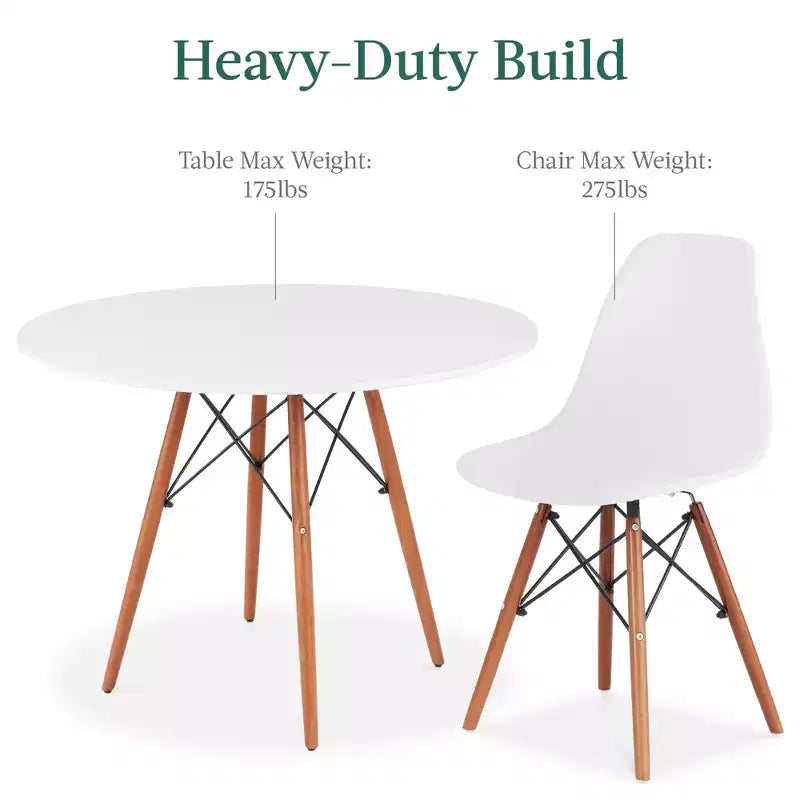 Ensemble de salle à manger compact 5 pièces style moderne du milieu du siècle Best Choice Products avec 4 chaises, pieds en bois
