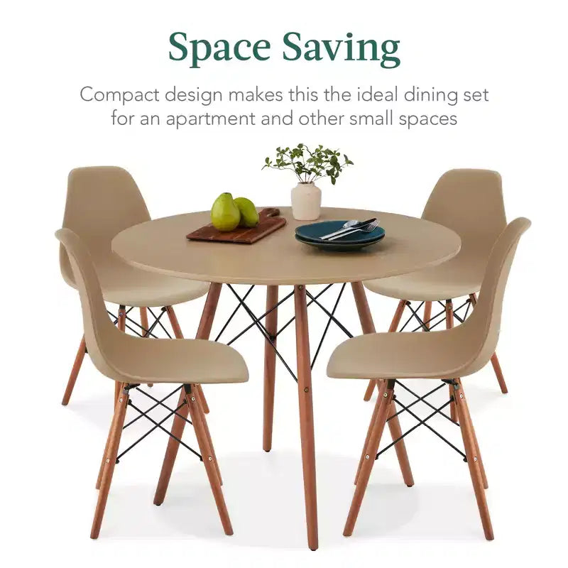 Ensemble de salle à manger compact 5 pièces style moderne du milieu du siècle Best Choice Products avec 4 chaises, pieds en bois