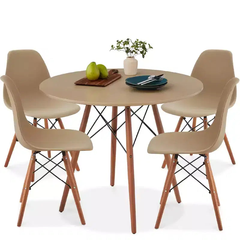 Ensemble de salle à manger compact 5 pièces style moderne du milieu du siècle Best Choice Products avec 4 chaises, pieds en bois
